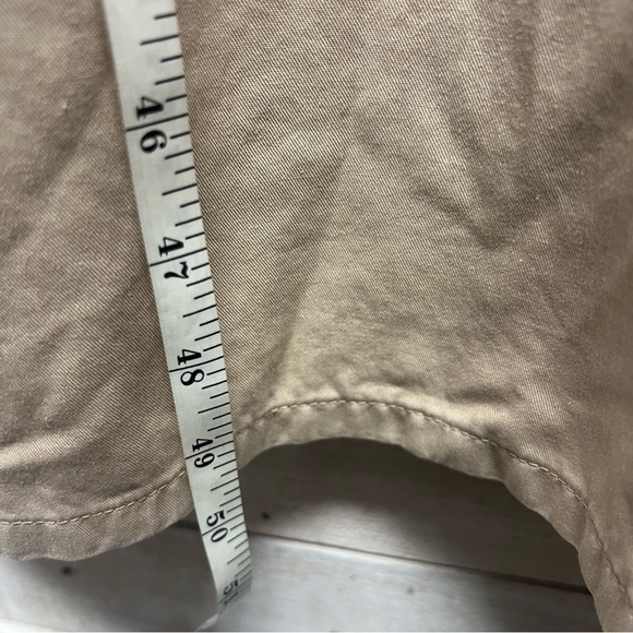 Orvis Shirt Dress Large Beige Long Sleeve Midi Half Button Pintuck Pockets USA - Picture 8 of 10